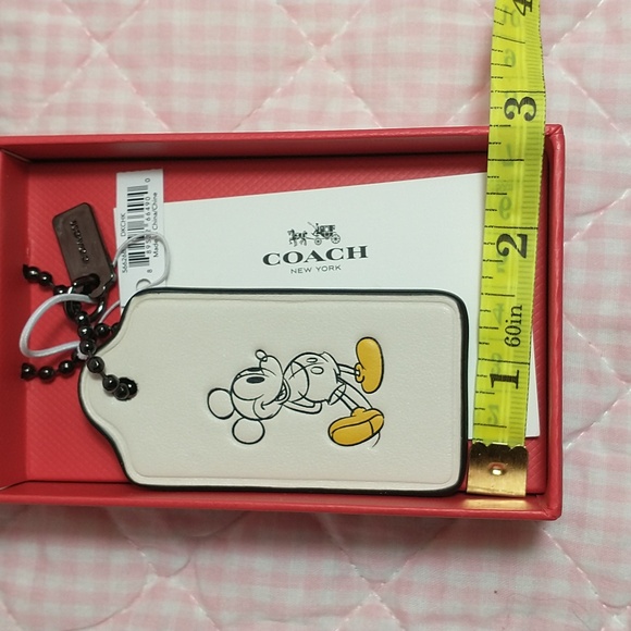 Disney x Coach White Mickey Mouse Hang Tag Keychain / Bag Charm - Picture 3 of 4